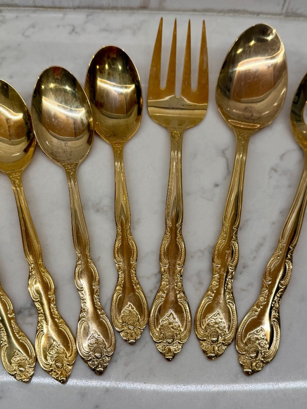 Vtg International Silver SAN MARCOS Gold Electroplate Flatware 7 Pc Lot Hostess